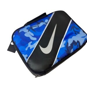Nike Blue Camo Insulated Lunch Bag Silver‎ Swoosh Logo Zip Closure New With Tags